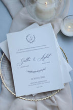 Invitation de mariage vintage en bleu clair avec sceau de cire