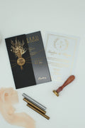 Luxury Wedding Invitation in Black with Dried Flowers