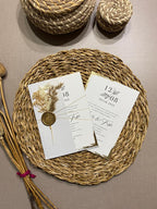 Minimalist Wedding Invitation in White with Wax Seal