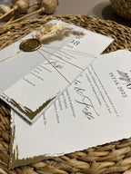 Minimalist Wedding Invitation in White with Wax Seal