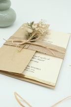 Botanical Wedding Invitation in Beige with Dried Flowers