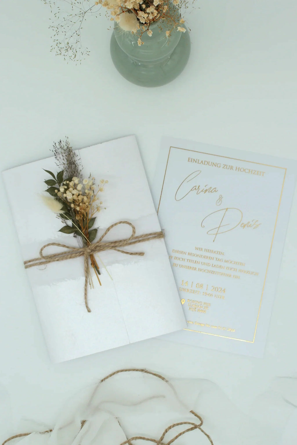 Luxury Wedding Invitation with Dried Flowers
