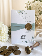 Invitation de mariage botanique avec sceau de cire
