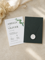 Invitation de mariage classique en vert foncé