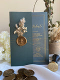 Luxury Wedding Invitation in Dark Green with Gold Accents