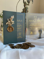 Invitation de mariage de luxe en vert foncé avec accents dorés