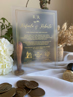 Invitation de mariage de luxe en vert foncé avec accents dorés