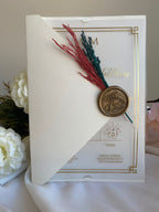 Luxus Acryl Hochzeitskarte mit getrockneten Blumen