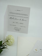 Minimalist Wedding Invitation in White with Envelope