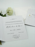 Minimalist Wedding Invitation in White with Envelope