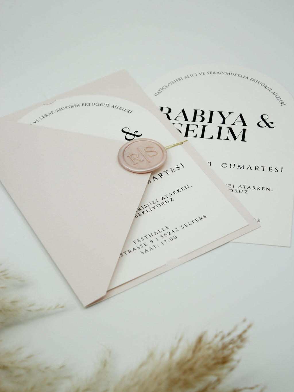 Luxury Wedding Invitation in Beige with Gold Accents