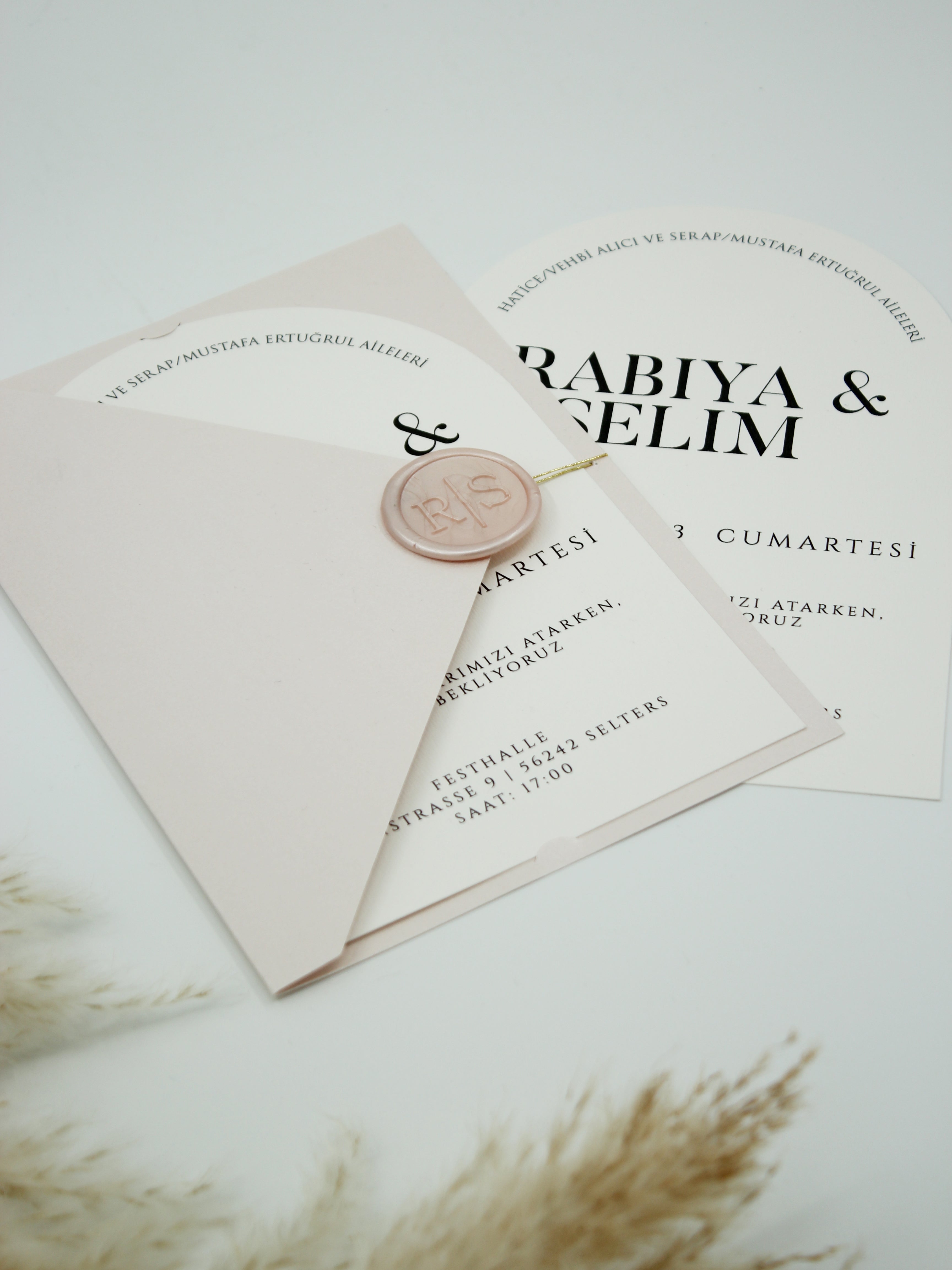 Luxury Wedding Invitation in Beige with Gold Accents