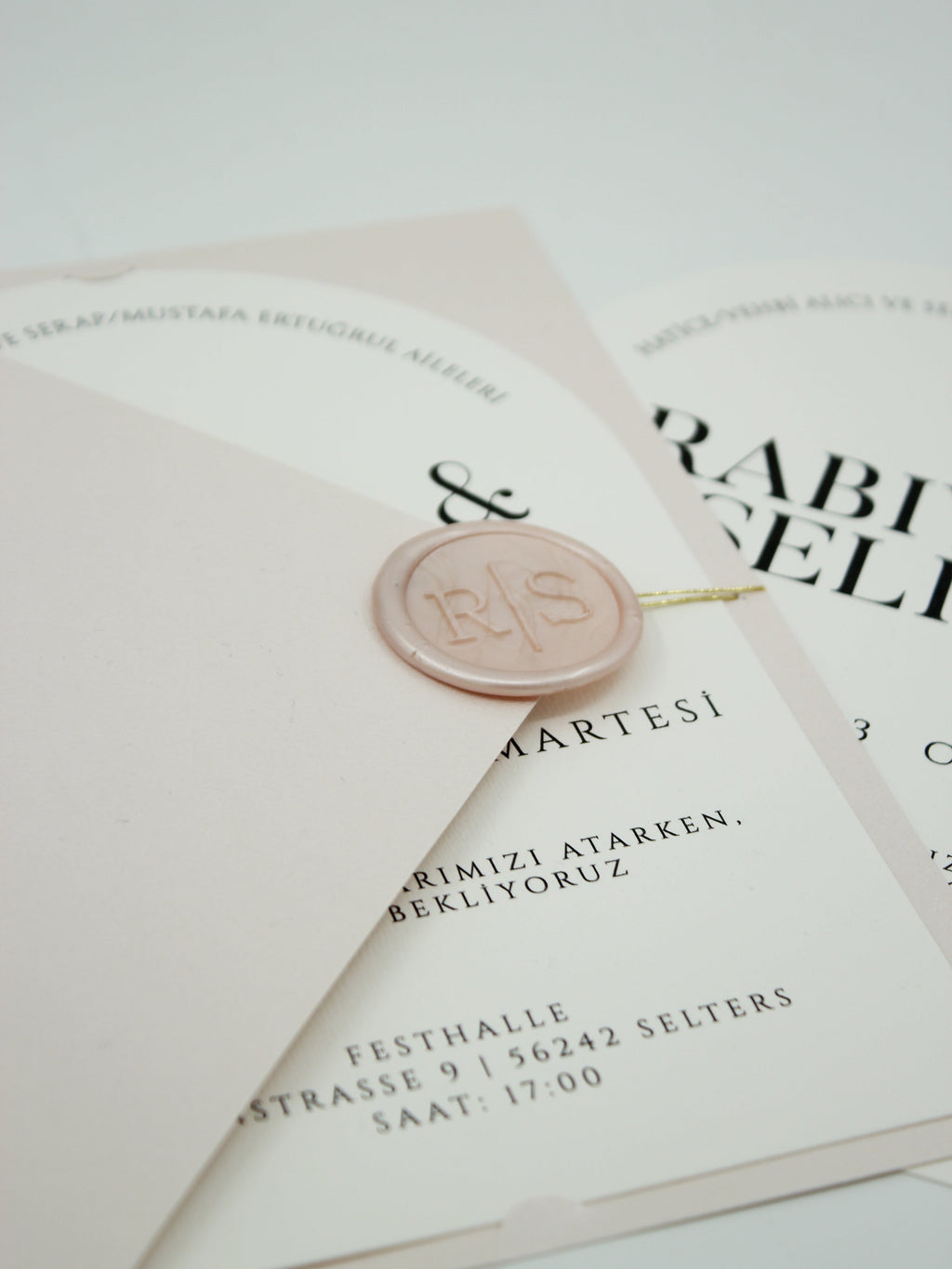 Luxury Wedding Invitation in Beige with Gold Accents