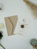 Vintage Wedding Invitation in White with Kraft Paper