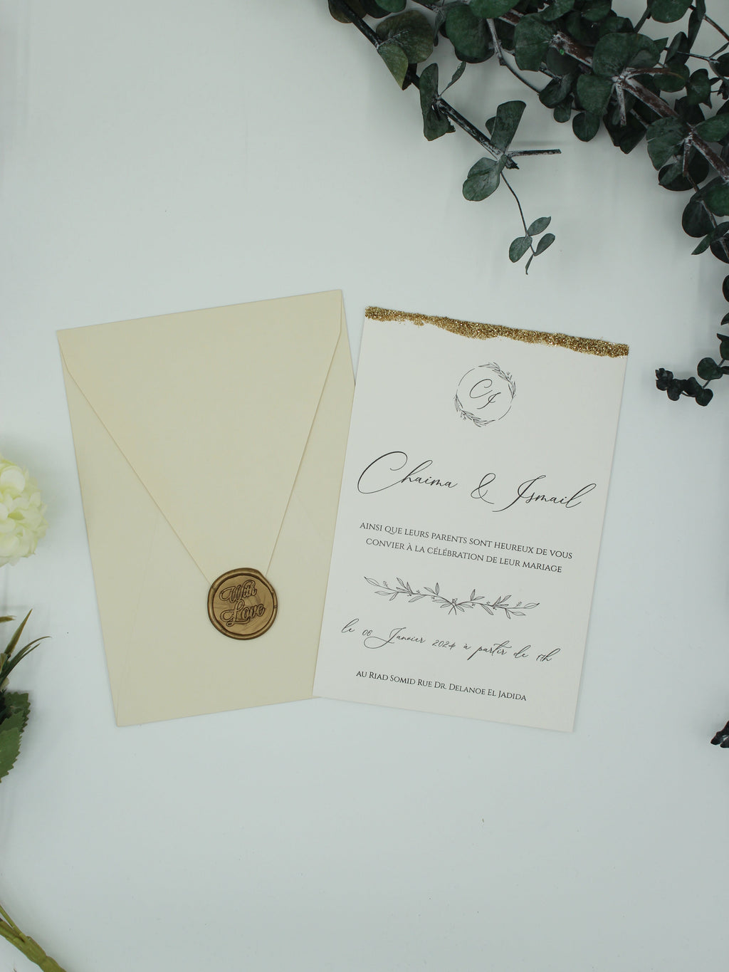 Luxury Wedding Invitation with Wax Seal