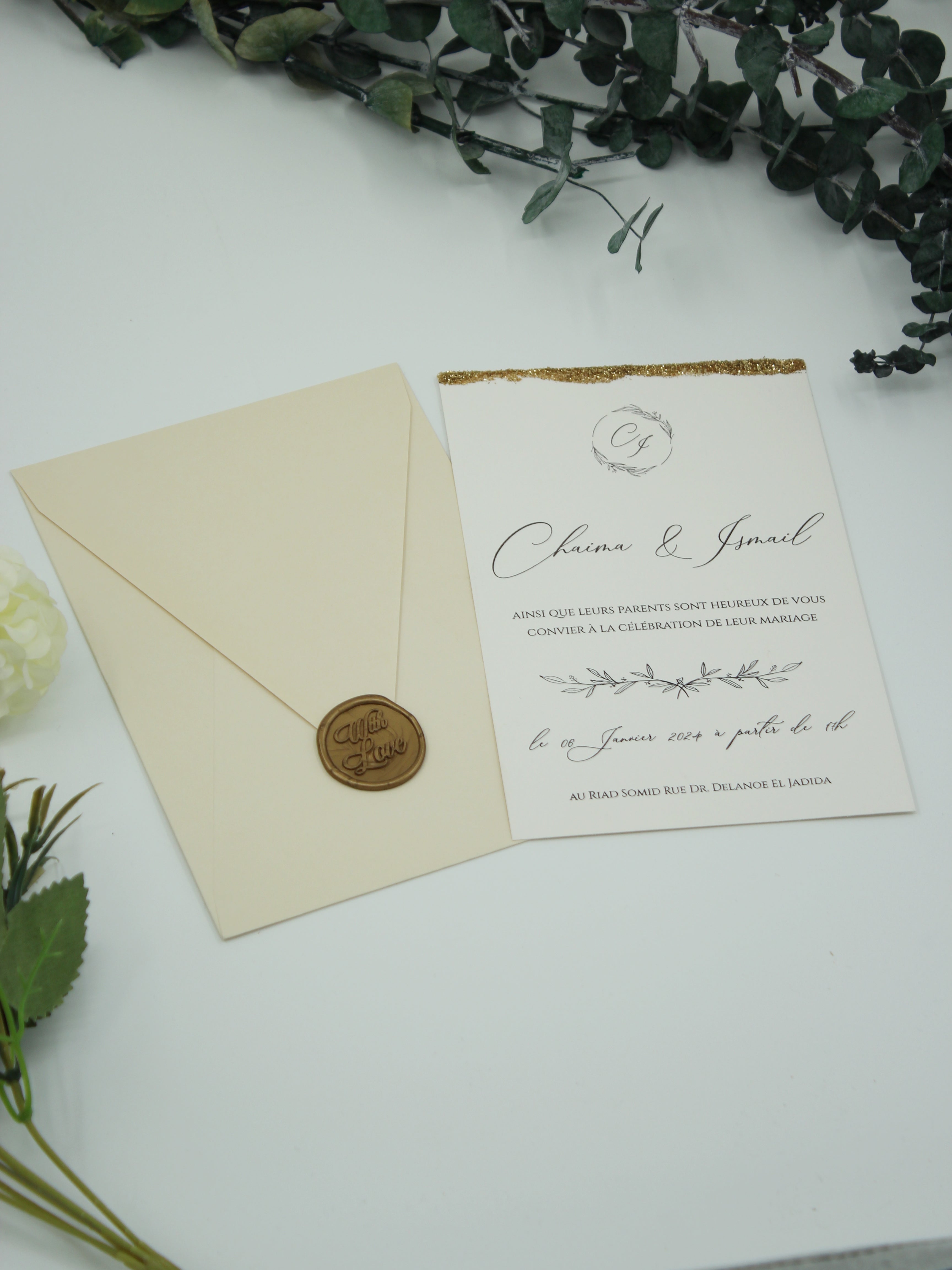 Luxury Wedding Invitation with Wax Seal