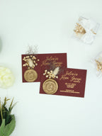 Luxury Henna Card in Wine Red with Gold Lettering