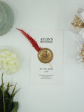 Luxury Henna Card in White with Gold Wax Seal