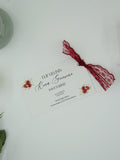 Romantic Henna Card in White with Wine Red Tassel