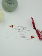 Romantic Henna Card in White with Wine Red Tassel