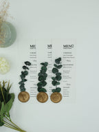 Botanical Menu Card in White with Gold Wax Seal