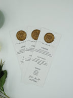 Luxury Menu Card in White with Gold Wax Seals