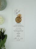 Classic Menu Card in White with Gold Wax Seal