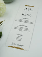Modern Menu Card in White with Gold Line Accents