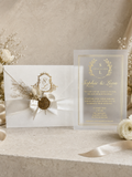 Vintage Wedding Invitation in Beige with Dried Flowers