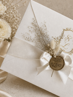 Vintage Wedding Invitation in Beige with Dried Flowers