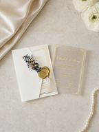 Vintage Wedding Invitation in White with Dried Flowers