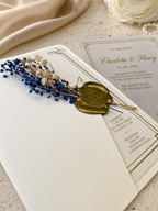 Vintage Wedding Invitation in White with Dried Flowers