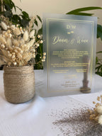 Luxus Hochzeitseinladung in Dunkelgrün mit Wachssiegel