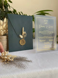 Luxury Wedding Invitation in Dark Green with Wax Seal