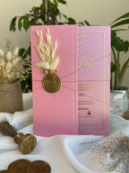 Classic Acrylic Wedding Invitation in Blush Pink with Dried Flowers