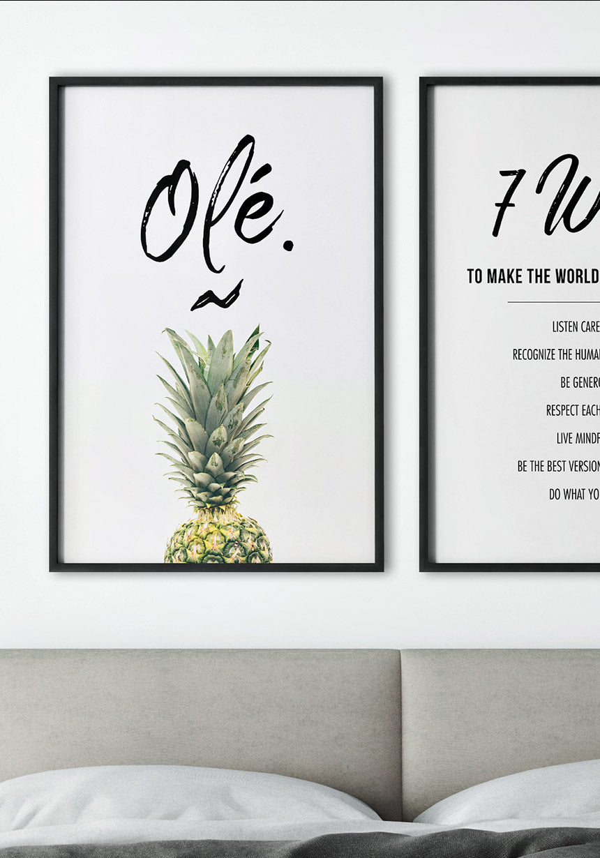 Ananas Poster with Olé Typography on Wall