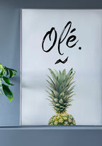Pineapple poster with Olé typography