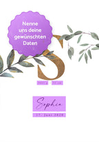 Babyposter mit Anfangsbuchstaben und Geburtsdaten personalisierung