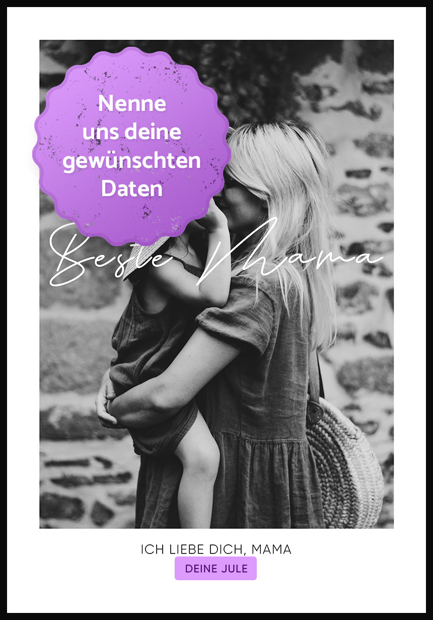 Beste mama personalisiertes Poster schwarz-weiß mit Bild Felder