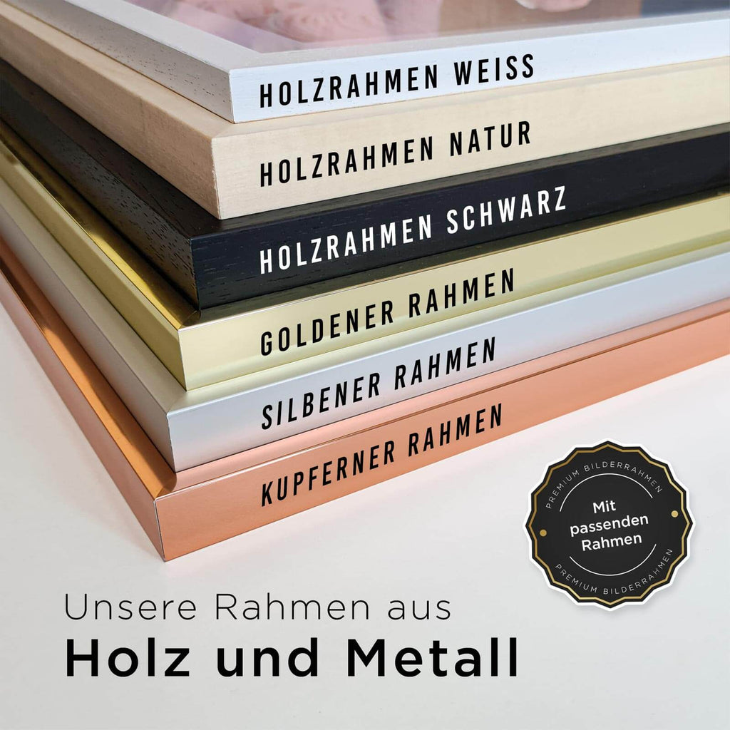 Picture frames of wood and aluminium
