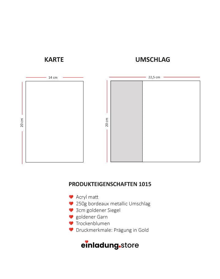 Code: 1015 - Handgemachte Hochzeitseinladung - Einladung Store