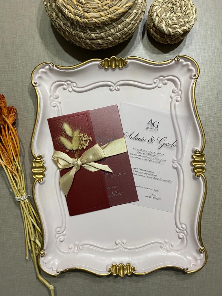 Luxury Wedding Invitation in Burgundy with Wax Seal