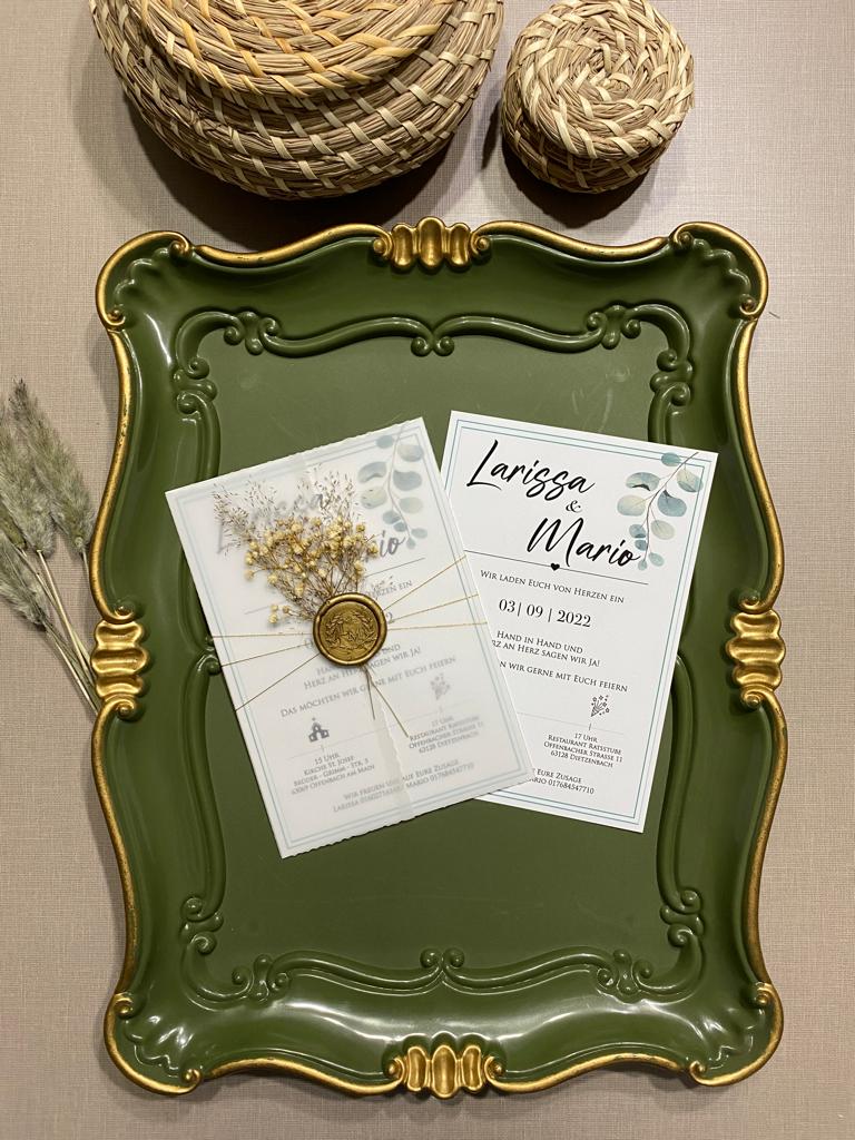 Luxury Wedding Invitation in White with Wax Seal
