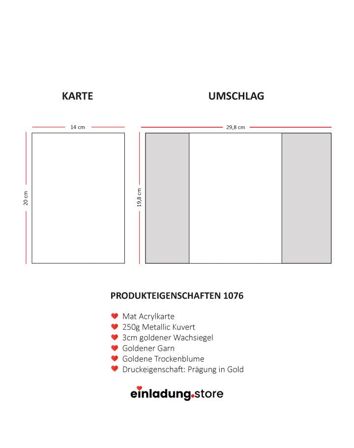 Code: 1076 - Handgemachte Hochzeitseinladung - Einladung Store
