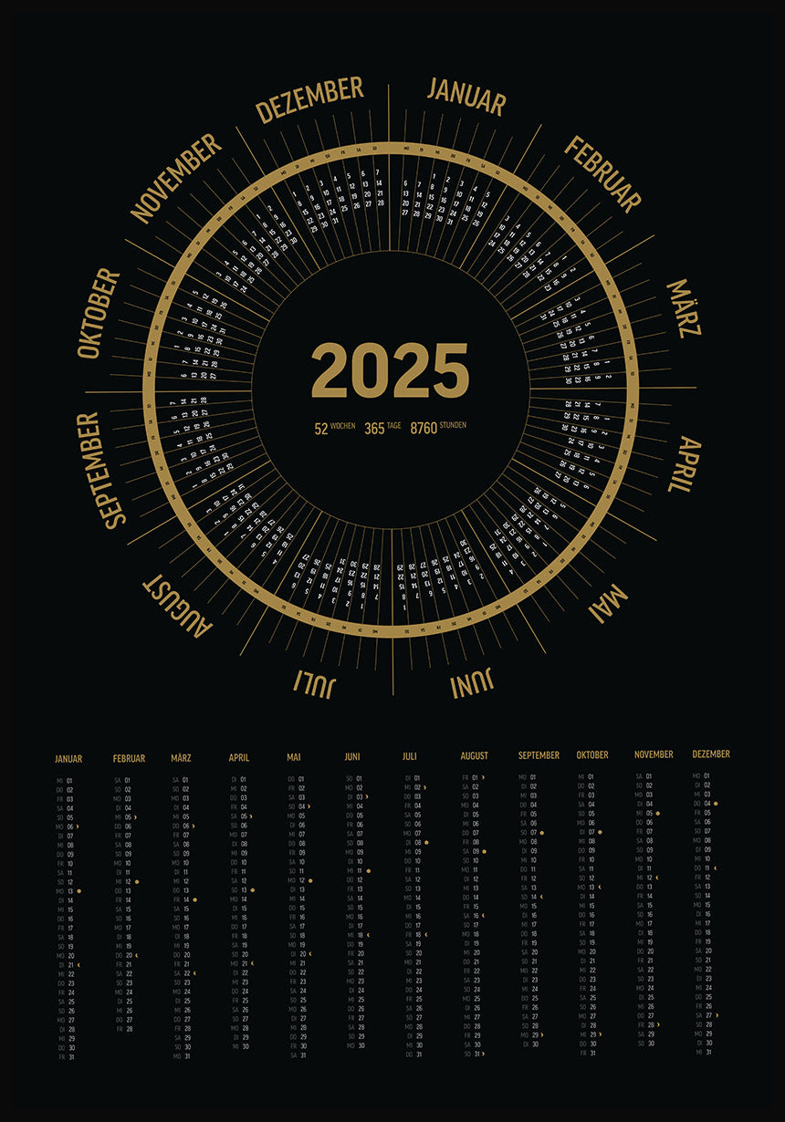Élégant calendrier annuel 2025