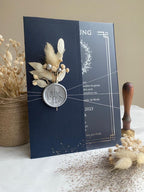 Classic Wedding Invitation in Navy Blue with Dried Flowers