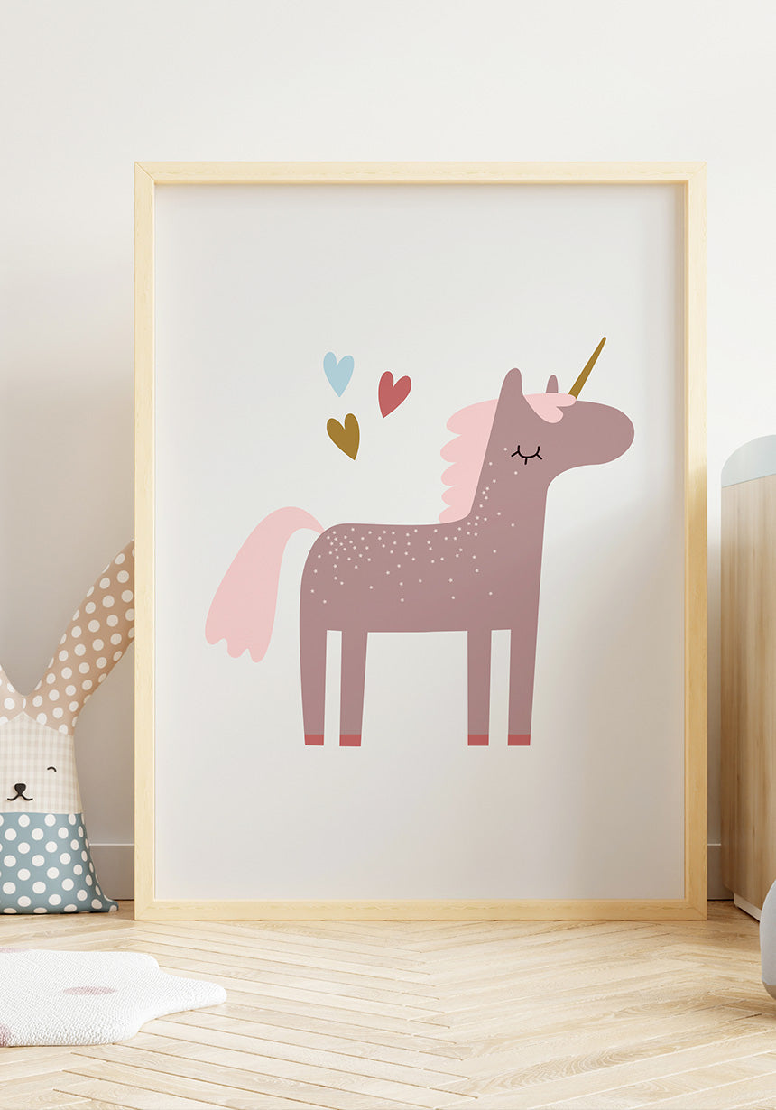 Einhorn Poster Illustration with stars in the frame