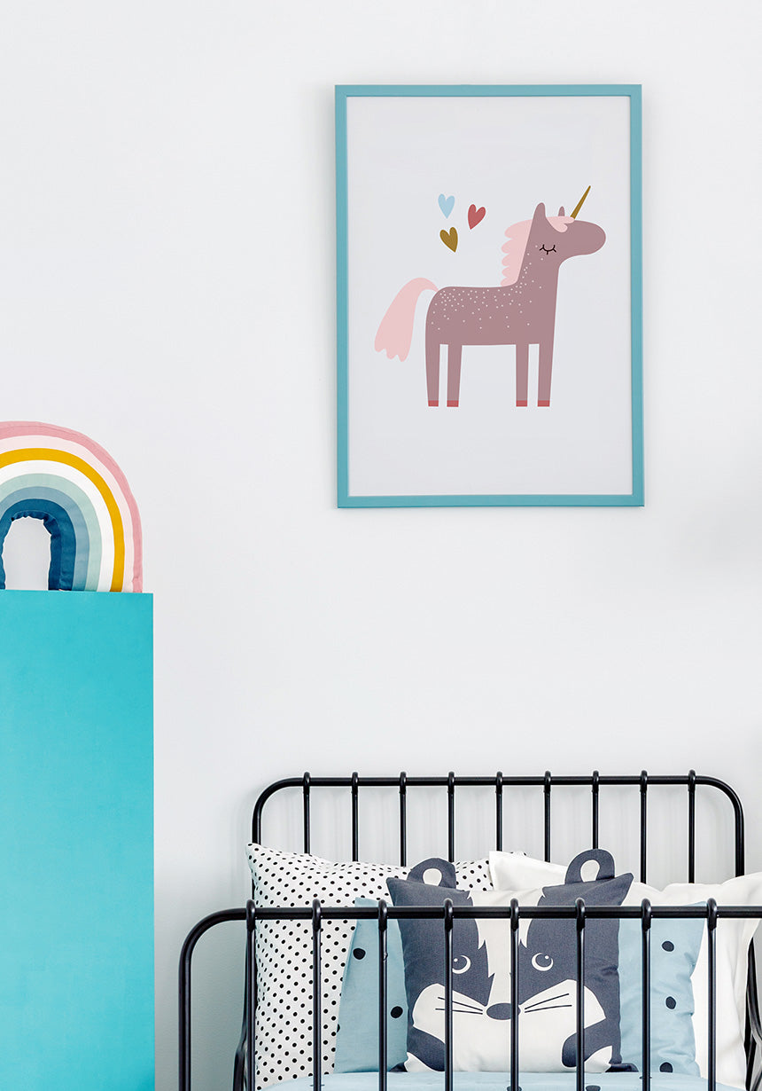 Einhorn Poster Illustration with stars over cot