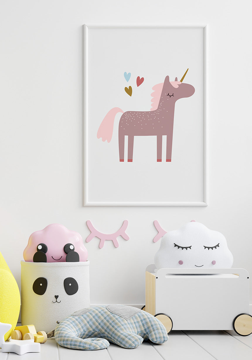 Einhorn Poster Illustration with stars on wall