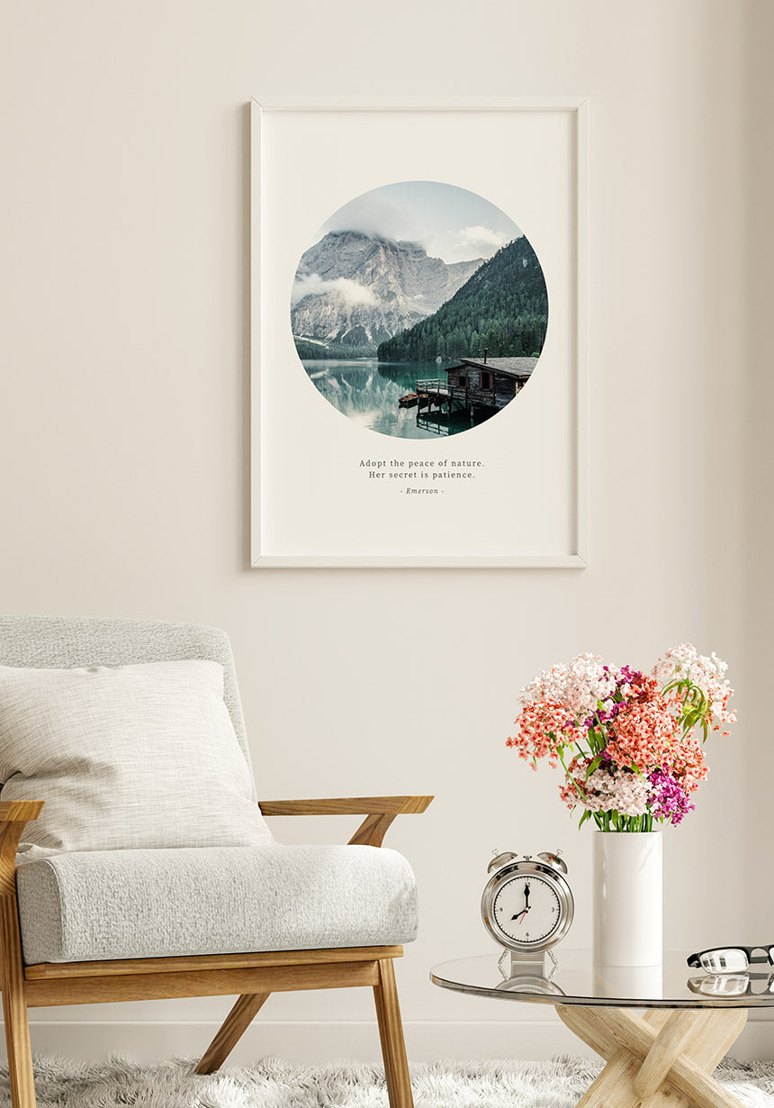 Photography Poster Quote Emerson Adopt the peace of nature in the living room